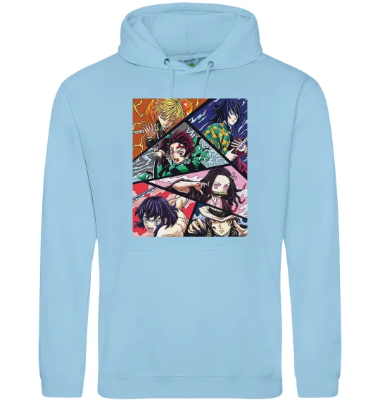 Мужская толстовка (худи) Demon Slayer Постер Голубой фото