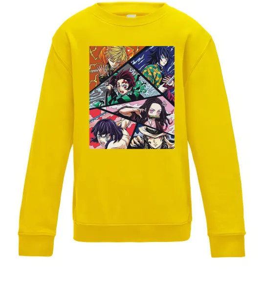 Дитячий світшот Demon Slayer Постер Сонячно жовтий фото