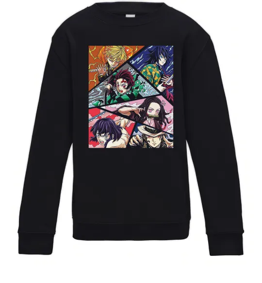 Дитячий світшот Demon Slayer Постер Чорний фото