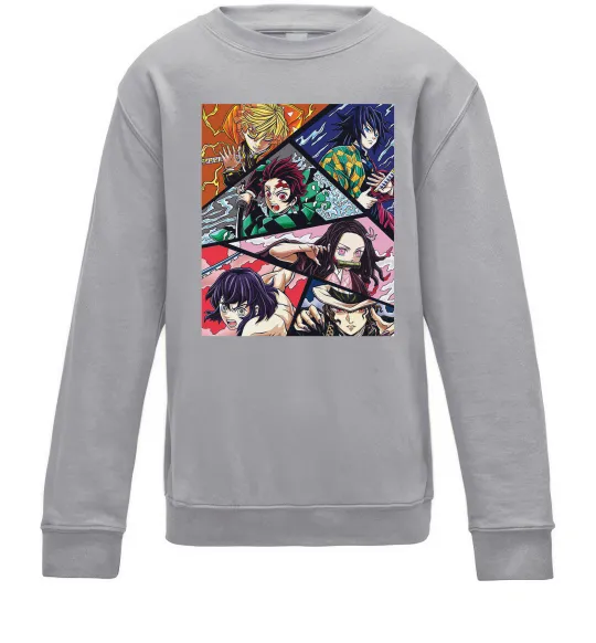 Дитячий світшот Demon Slayer Постер Сірий меланж фото