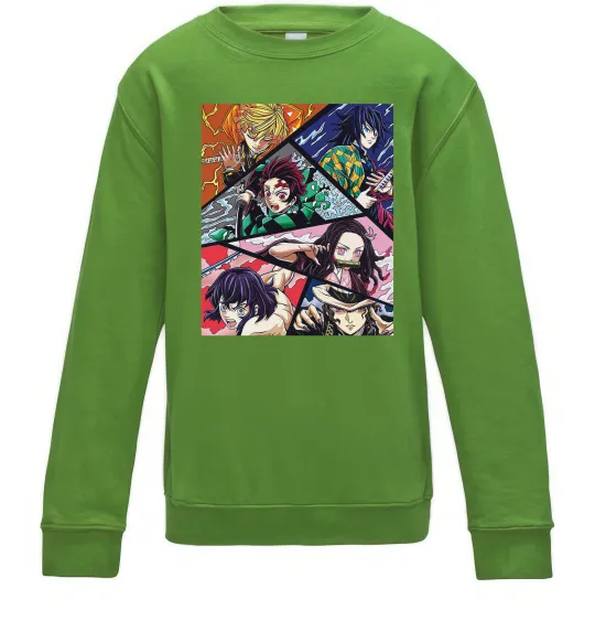 Дитячий світшот Demon Slayer Постер Лаймовий фото