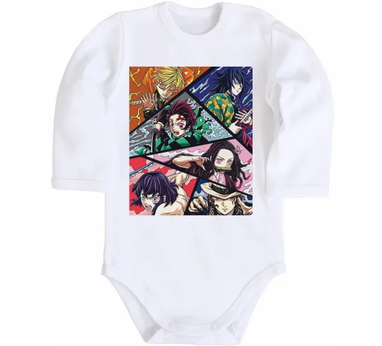 Детский боди Demon Slayer Постер Белый фото