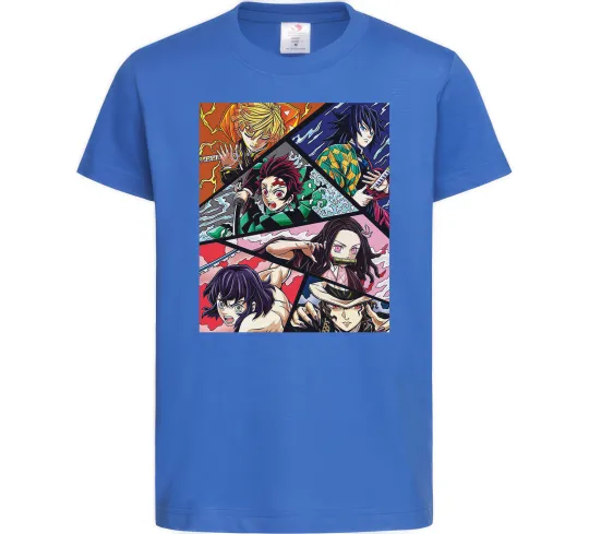 Детская футболка Demon Slayer Постер Ярко-синий фото