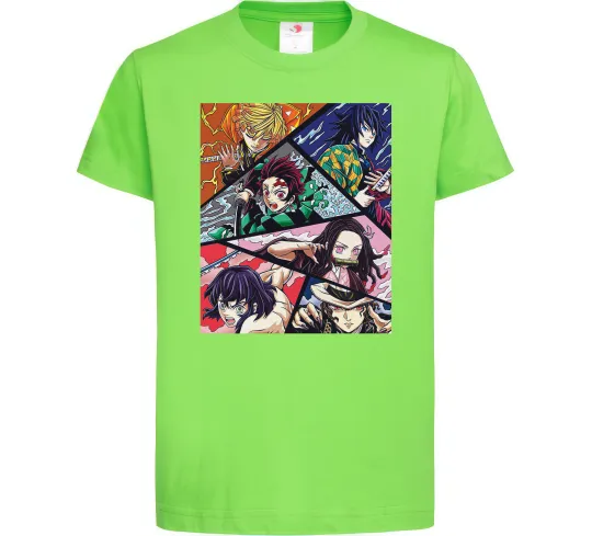 Детская футболка Demon Slayer Постер Лаймовый фото