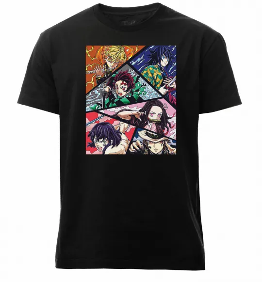 Мужская премиум футболка Demon Slayer Постер Черный фото