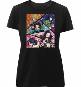 Женская премиум футболка Demon Slayer Постер