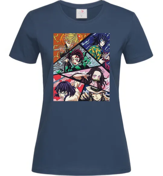 Женская футболка Demon Slayer Постер Темно-синий фото