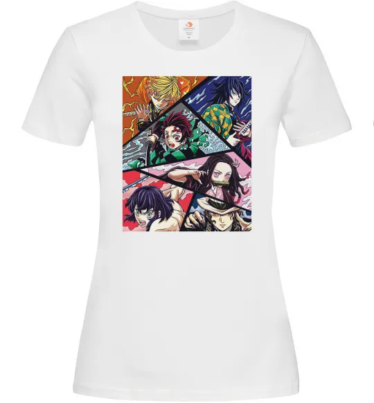 Женская футболка Demon Slayer Постер Белый фото