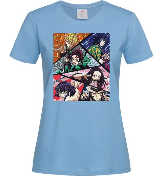 Женская футболка Demon Slayer Постер Голубой фото