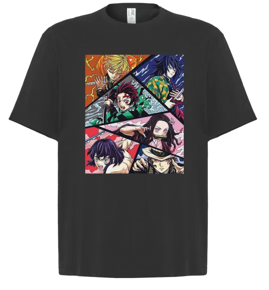 Футболка Оверсайз Demon Slayer Постер Чорний фото