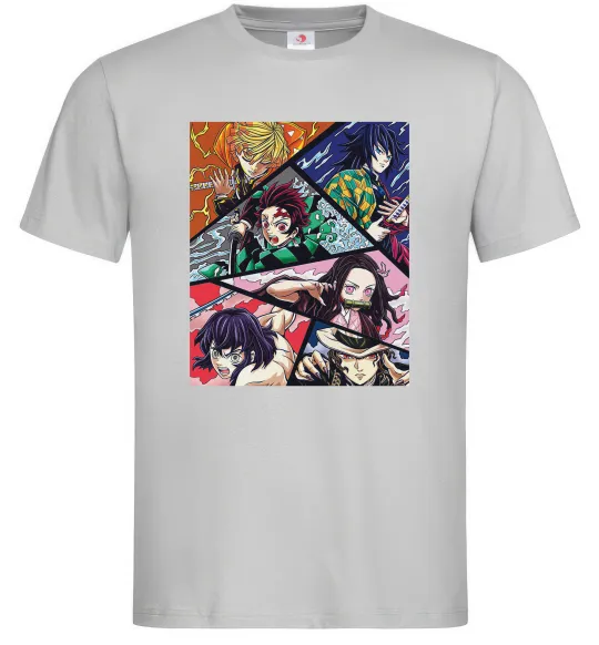 Мужская футболка Demon Slayer Постер Серый фото