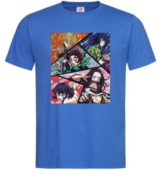 Мужская футболка Demon Slayer Постер Ярко-синий фото