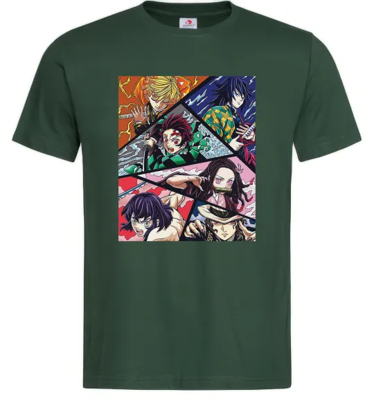 Мужская футболка Demon Slayer Постер Темно-зеленый фото