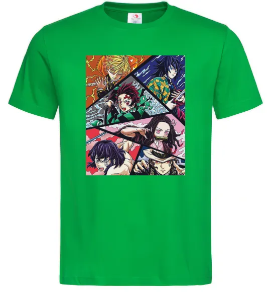 Мужская футболка Demon Slayer Постер Зеленый фото