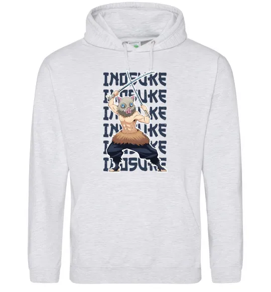 Чоловіча толстовка (худі) Demon Slayer Inosuke Сірий меланж фото