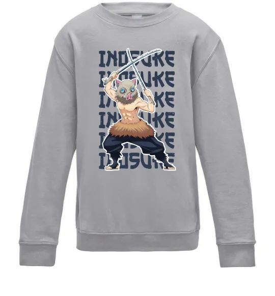 Детский Свитшот Demon Slayer Inosuke Серый меланж фото