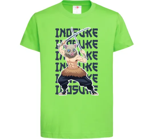 Детская футболка Demon Slayer Inosuke Лаймовый фото