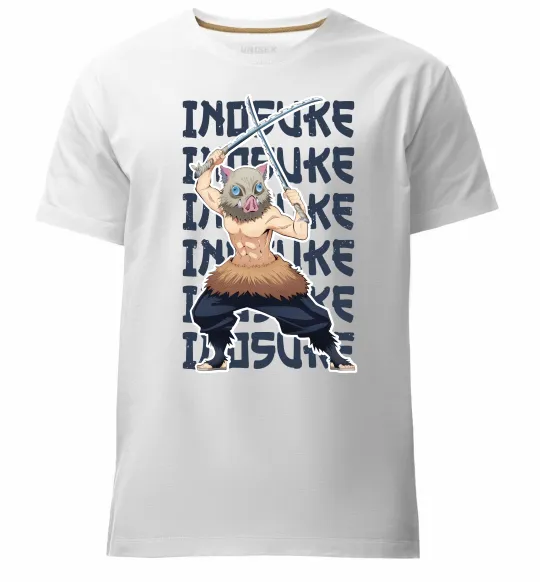 Мужская премиум футболка Demon Slayer Inosuke Белый фото