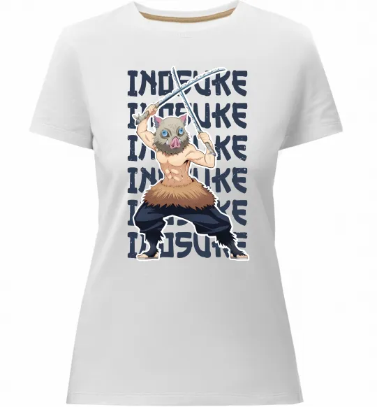 Женская премиум футболка Demon Slayer Inosuke Белый фото