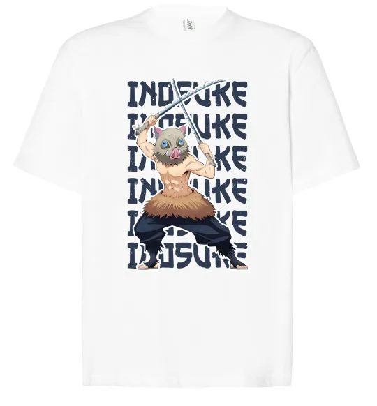 Футболка Оверсайз Demon Slayer Inosuke Білий фото