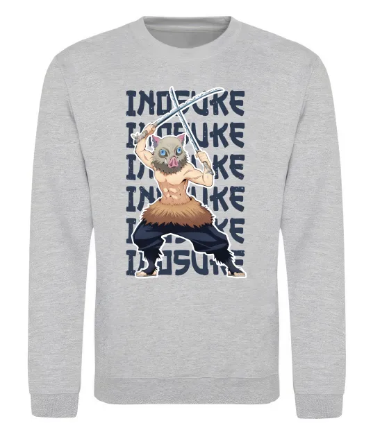 Свитшот Demon Slayer Inosuke Серый меланж фото