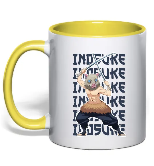 Чашка с цветной ручкой Demon Slayer Inosuke Солнечно желтый фото