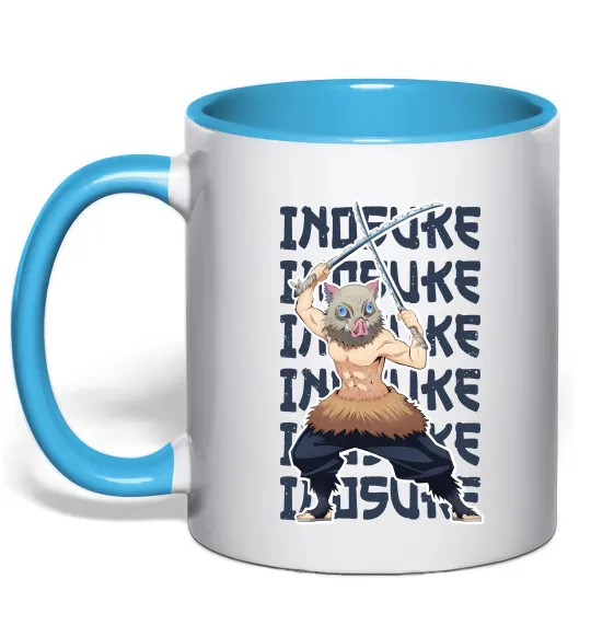 Чашка с цветной ручкой Demon Slayer Inosuke Голубой фото