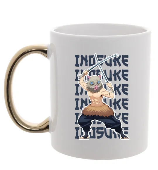 Чашка с цветной ручкой Demon Slayer Inosuke Золото фото