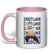 Чашка с цветной ручкой Demon Slayer Inosuke Нежно розовый фото