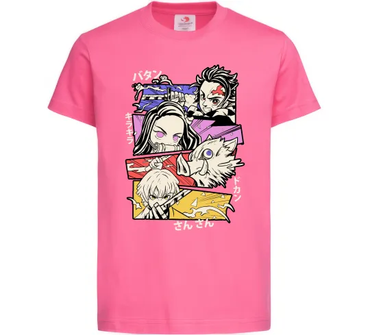 Дитяча футболка Demon Slayer Manga Яскраво-рожевий фото