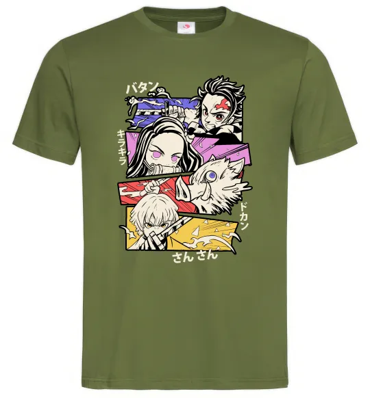 Чоловіча футболка Demon Slayer Manga Оливковий фото