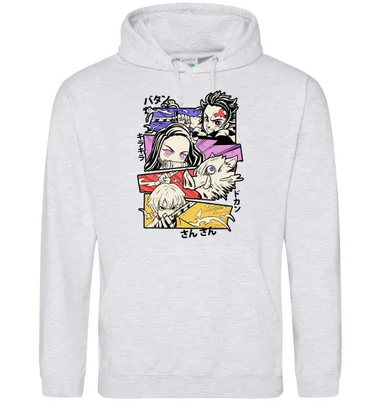 Женская толстовка (худи) Demon Slayer Manga Серый меланж фото