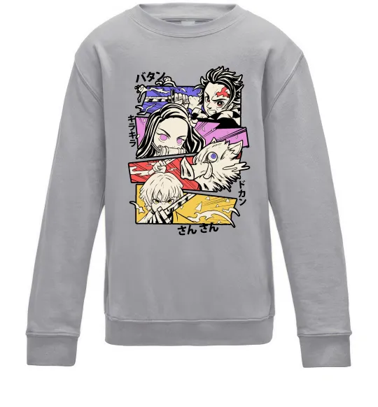 Детский Свитшот Demon Slayer Manga Серый меланж фото