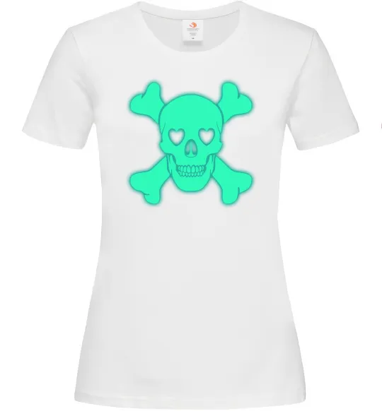 Женская футболка Череп люмінесцентний Белый фото