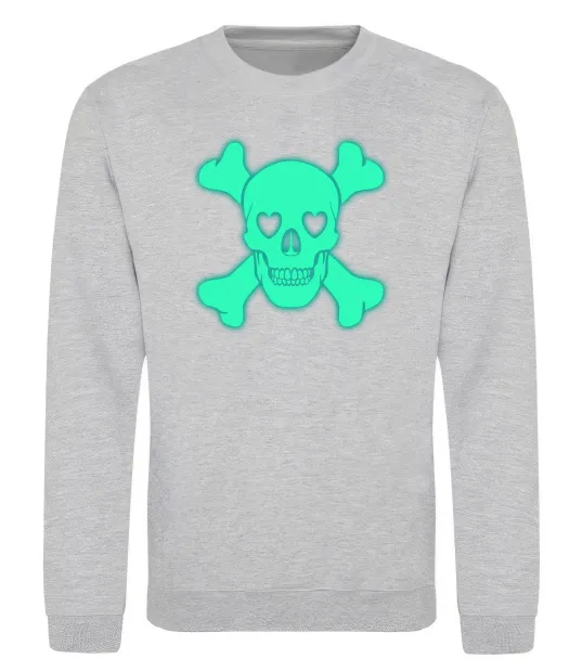 Свитшот Череп люмінесцентний Серый меланж фото