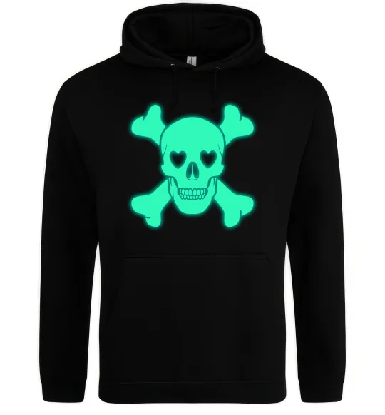 Чоловіча толстовка (худі) Череп люмінесцентний Чорний фото