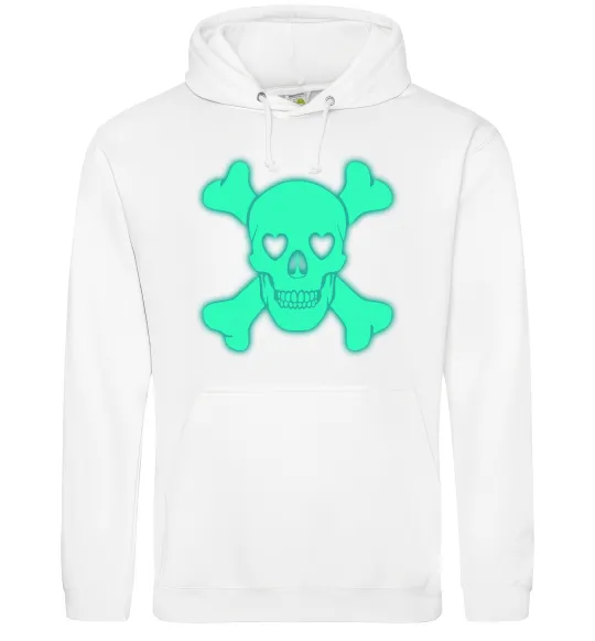 Жіноча толстовка (худі) Череп люмінесцентний Білий фото