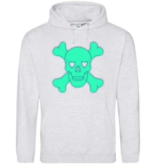 Жіноча толстовка (худі) Череп люмінесцентний Сірий меланж фото
