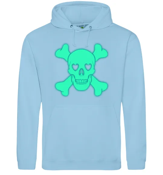 Женская толстовка (худи) Череп люмінесцентний Голубой фото