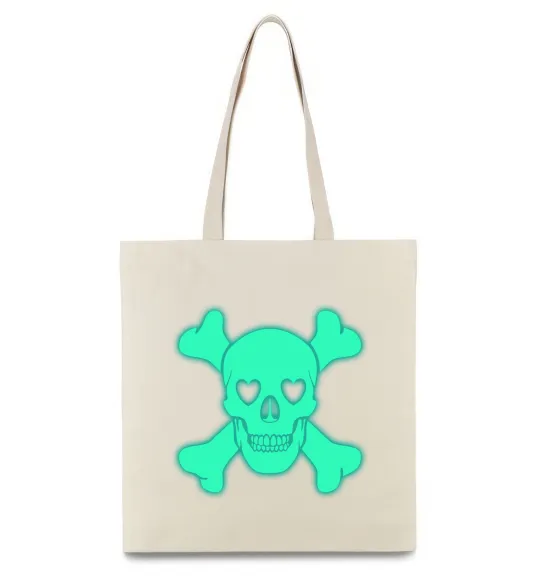 Еко-сумка Череп люмінесцентний Бежевий фото