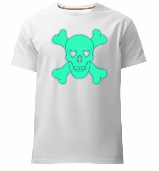 Чоловіча преміум футболка Череп люмінесцентний Білий фото