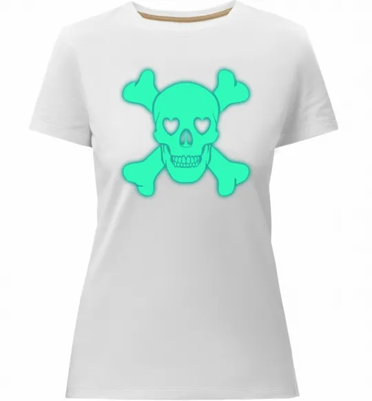 Женская премиум футболка Череп люмінесцентний Белый фото