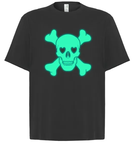Футболка Оверсайз Череп люмінесцентний Черный фото