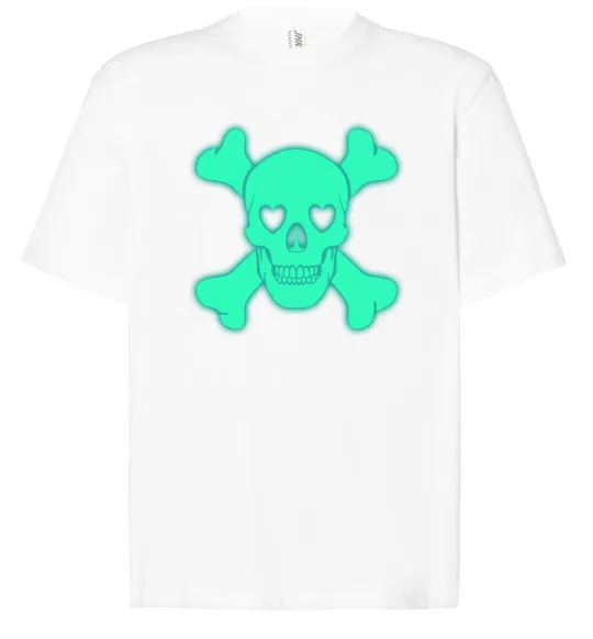 Футболка Оверсайз Череп люмінесцентний Белый фото