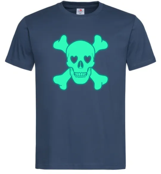 Мужская футболка Череп люмінесцентний Темно-синий фото