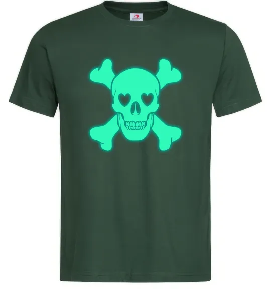 Мужская футболка Череп люмінесцентний Темно-зеленый фото