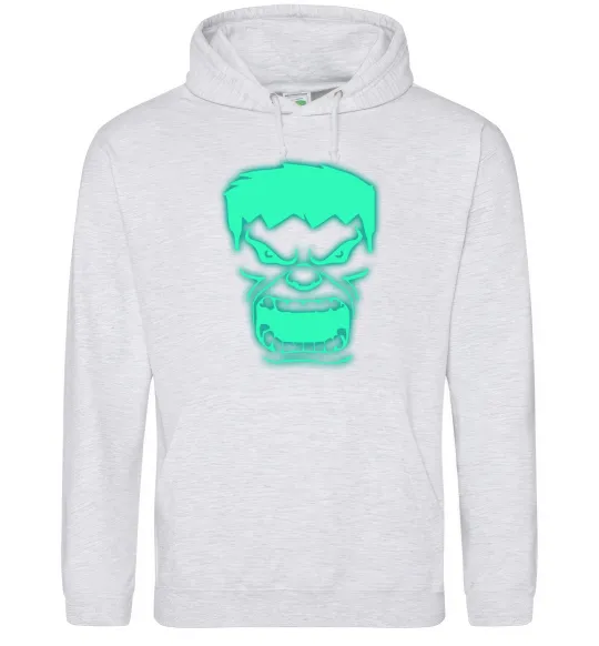 Мужская толстовка (худи) Халк Люмінесцентний Серый меланж фото