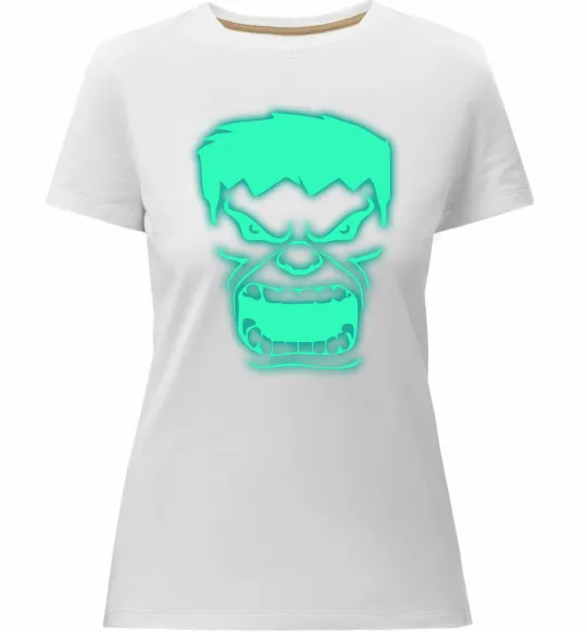 Жіноча преміум футболка Халк Люмінесцентний Білий фото