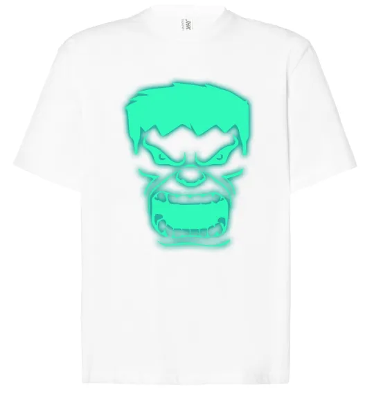 Футболка Оверсайз Халк Люмінесцентний Білий фото