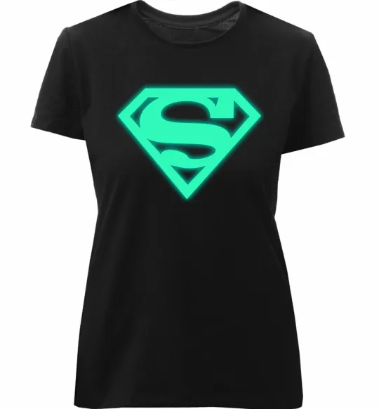 Женская премиум футболка Superman люмінесцентний Черный фото